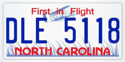 NC license plate DLE5118