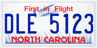 NC license plate DLE5123