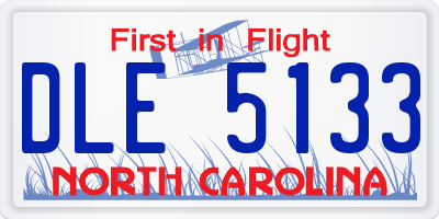 NC license plate DLE5133