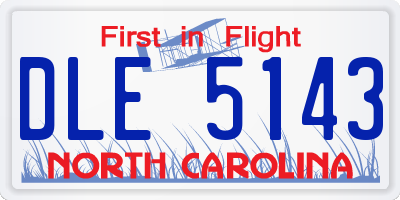 NC license plate DLE5143