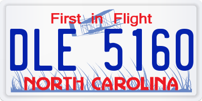 NC license plate DLE5160