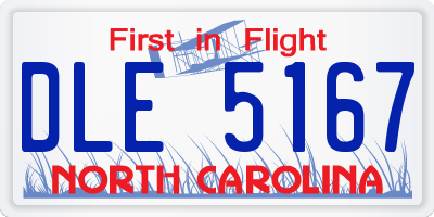 NC license plate DLE5167