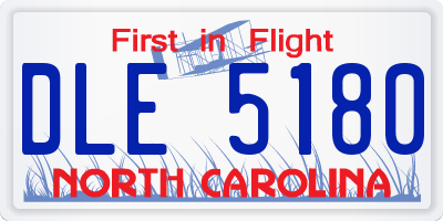 NC license plate DLE5180