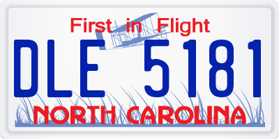 NC license plate DLE5181