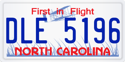 NC license plate DLE5196