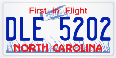NC license plate DLE5202
