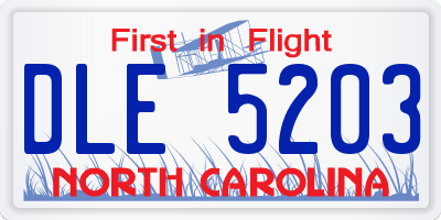 NC license plate DLE5203