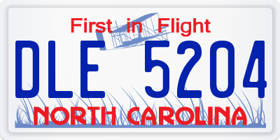 NC license plate DLE5204