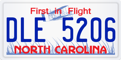 NC license plate DLE5206