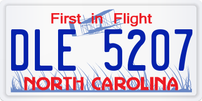 NC license plate DLE5207