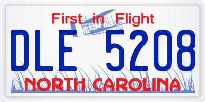NC license plate DLE5208