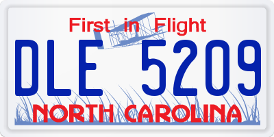 NC license plate DLE5209