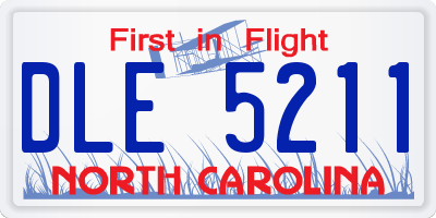 NC license plate DLE5211