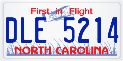 NC license plate DLE5214