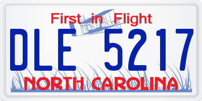 NC license plate DLE5217