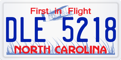 NC license plate DLE5218