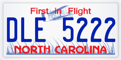 NC license plate DLE5222