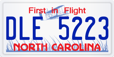 NC license plate DLE5223