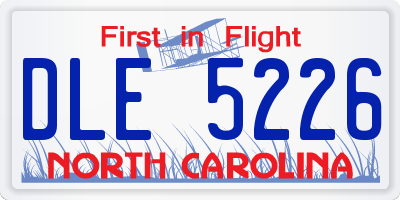 NC license plate DLE5226