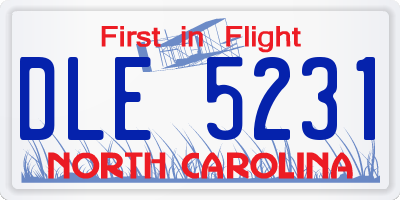 NC license plate DLE5231
