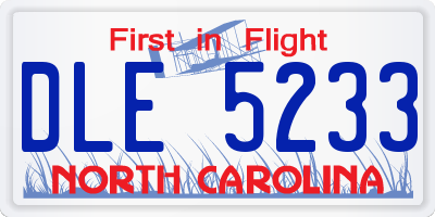 NC license plate DLE5233