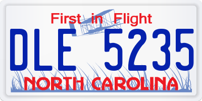 NC license plate DLE5235