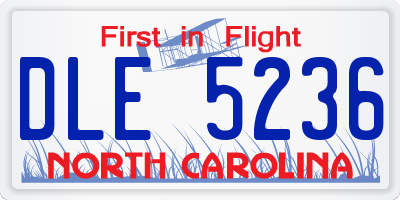 NC license plate DLE5236