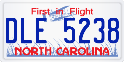 NC license plate DLE5238