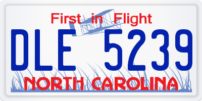 NC license plate DLE5239