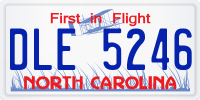 NC license plate DLE5246
