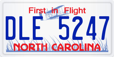NC license plate DLE5247