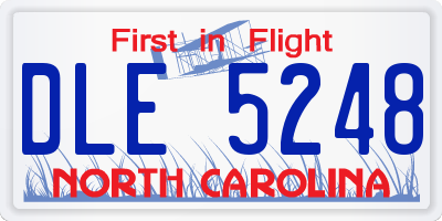 NC license plate DLE5248