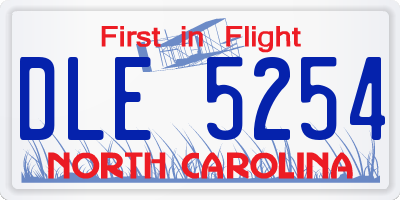 NC license plate DLE5254