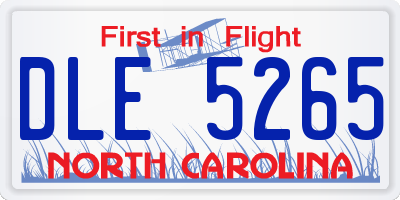NC license plate DLE5265