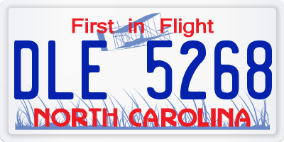 NC license plate DLE5268