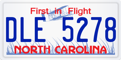 NC license plate DLE5278