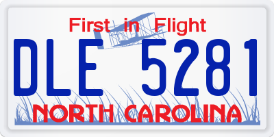 NC license plate DLE5281