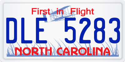 NC license plate DLE5283