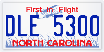 NC license plate DLE5300