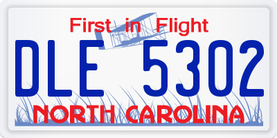NC license plate DLE5302