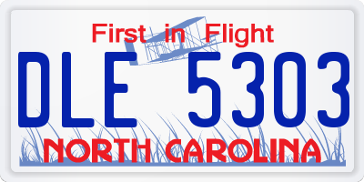 NC license plate DLE5303