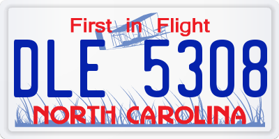 NC license plate DLE5308