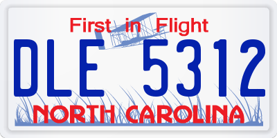 NC license plate DLE5312