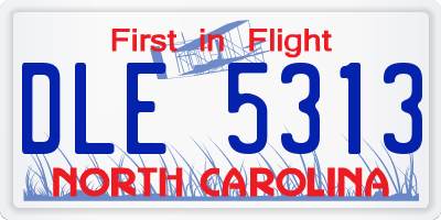 NC license plate DLE5313