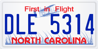 NC license plate DLE5314