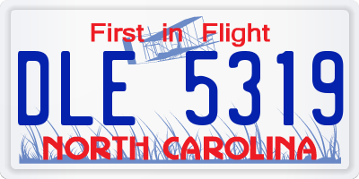NC license plate DLE5319