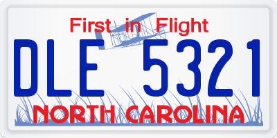 NC license plate DLE5321