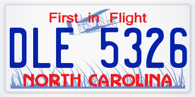 NC license plate DLE5326