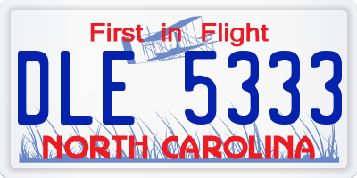 NC license plate DLE5333