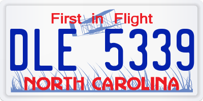 NC license plate DLE5339